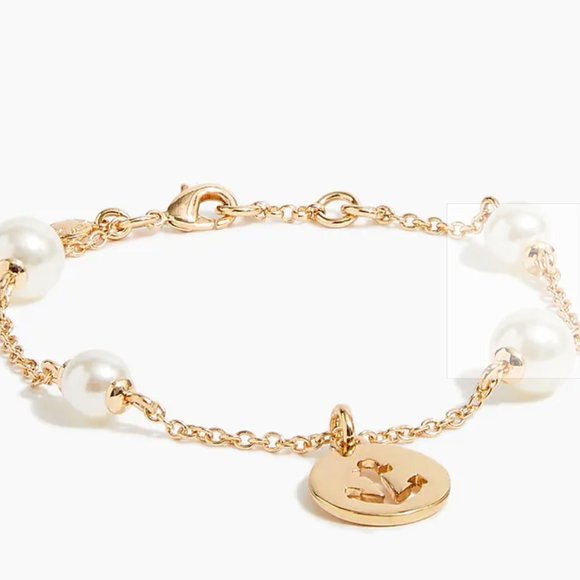 J. Crew Jewelry - Pearl Bracelet with anchor-stamped coin, J. Crew, NWT